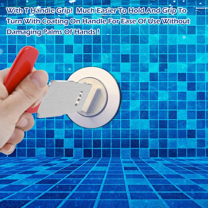 Mofuiry Pool Plug Removal Tool with Handle Grip, Upgraded Metal Eyeball Seat Removal Tool for Above& Inground Pool Spa Return Jet Plug Nozzles Inlet Fittings, Compatible with SP1419A-SP1419E Hayward ( Red ) - Image 5